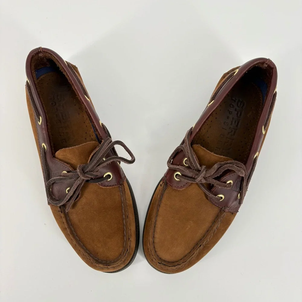 Sperry Top-Sider Boat Shoes Mens Brown Suede Leather Authentic Original Loafers
